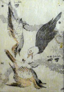 Katsushika Hokusai<br />Drie vogels