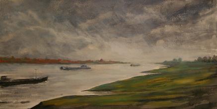 Andries Groen<br />Heerewaarden, gezicht op Varik